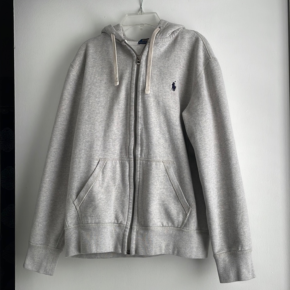 Men’s Ralph Polo Lauren Hoodie, size medium, light gray, gently used